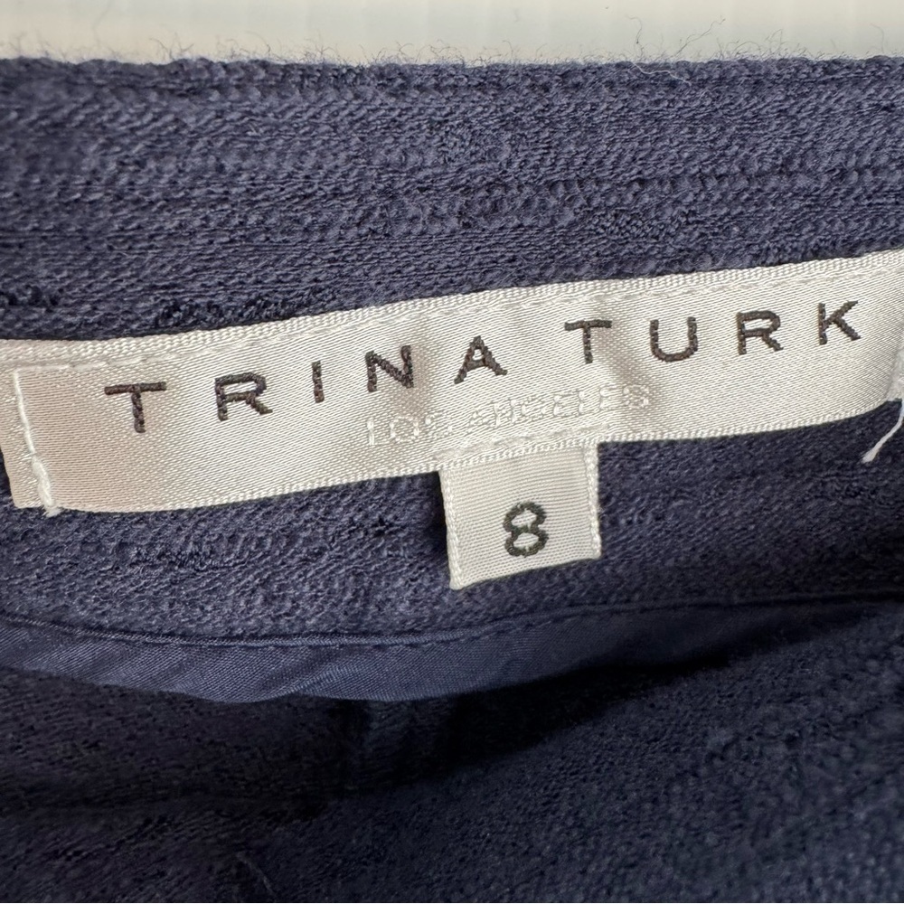 Trina Turk Navy Cropped Pants with Ruffle Hem - Picture 5 of 9